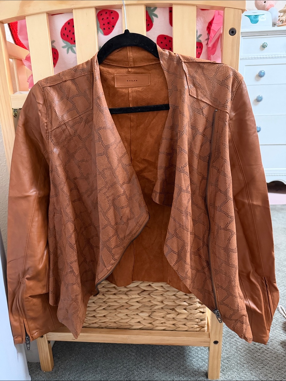 Women’s Brown Faux-Suede & Leather Cascade Jacket